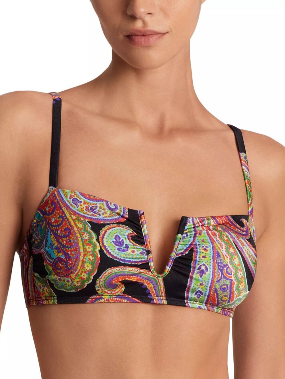 NWT Lauren Ralph Lauren Shirred Over The Shoulder Bikini Top 16